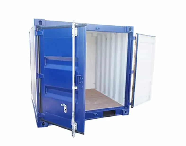 Contenedor marítimo de 6 pies con puerta abierta
